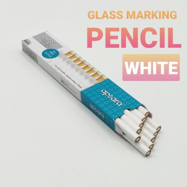 apsara glass marking white pencil , pack of 10 pcs