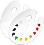 clear oval shaped acrylic painting palette transparent plastic artist paint color mixing trays non stick, easy clean, mix acrylic, oil