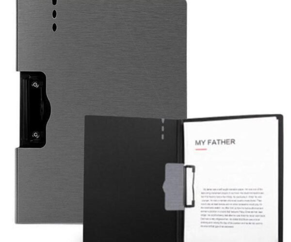 deli 64512 pp foam clip board with cover horizontal dark grey