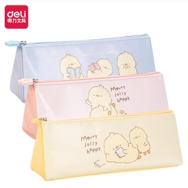 deli 66966 cute chicken triangular multi purpose pencil case (mixed)