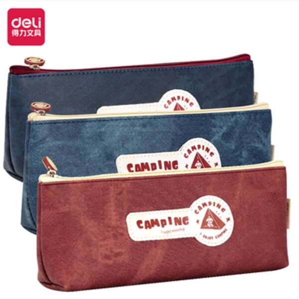 deli 66976 denim triangle bag multi purpose pencil case (mixed)