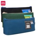 deli 67068 evergreen series triangular bag multi purpose pencil case deep blue