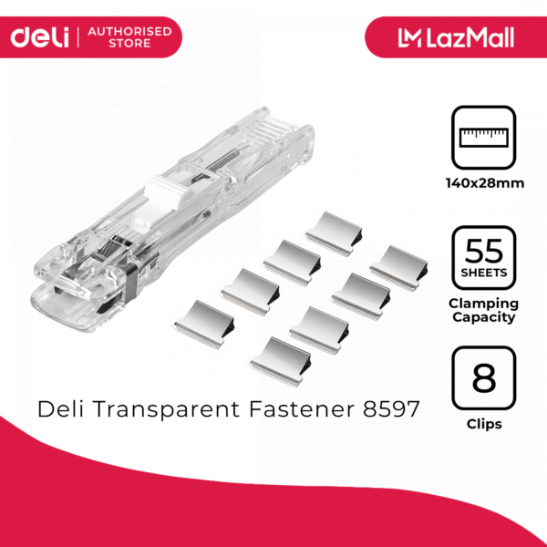 Deli 8597 Transparent Paper Cliper