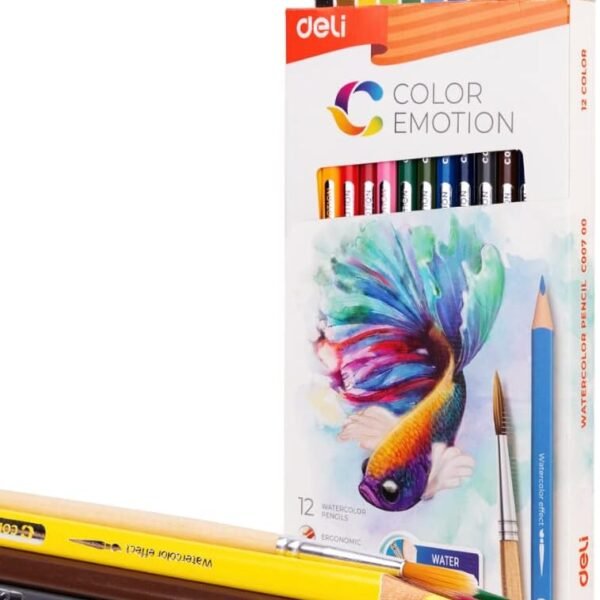 deli c00700 watercolor pencil 12 color drawing pen art set children kids painting sketching water color pencil kit