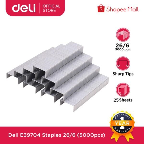 deli e39704 staples 26/6 5000 pcs/per box