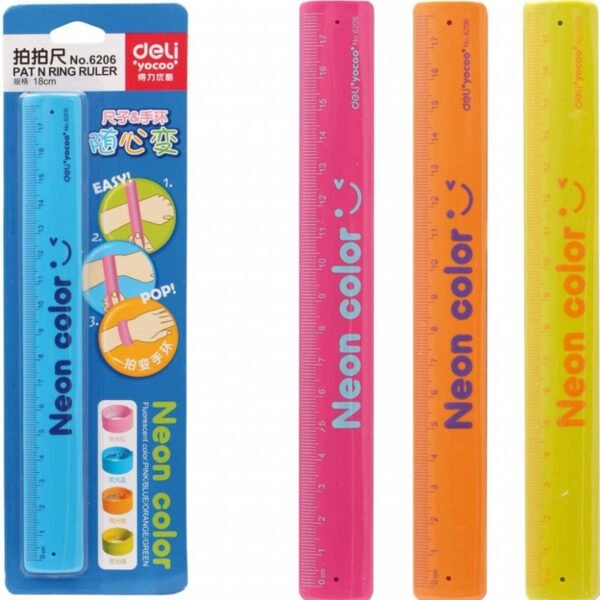 deli e6206 ruler 18cm multicolor set orange