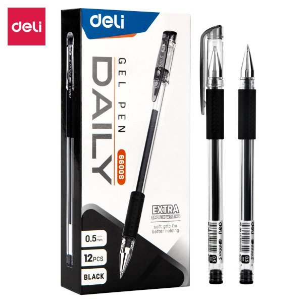 deli e6600s gel pen black 0.5mm