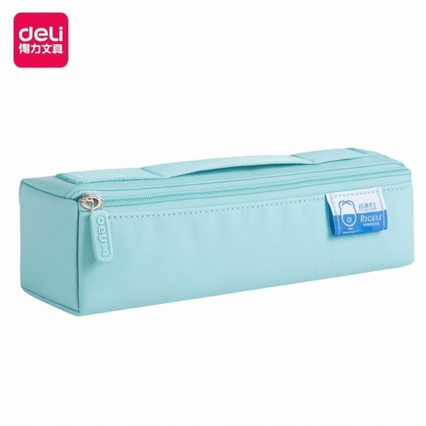 deli e66971 simple and environmentally friendly small square bag multi purpose pencil case light blue