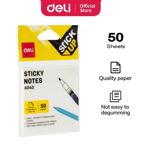 deli ea043 transparent sticky note 50 sheet