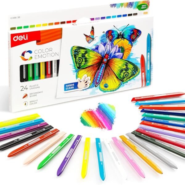 deli ec20020 plastic crayon 24 colors