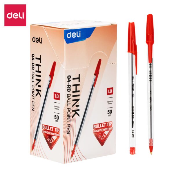 deli eq4 rd ball point pen red 10 pcs