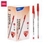 deli eq4 rd ball point pen red 10 pcs