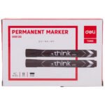 deli eu10120 chisel permanent marker black (pkt/12pcs)