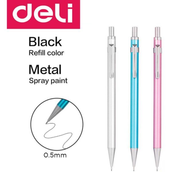 deli eu999 metal mechanical pencil black 0.5mm blue