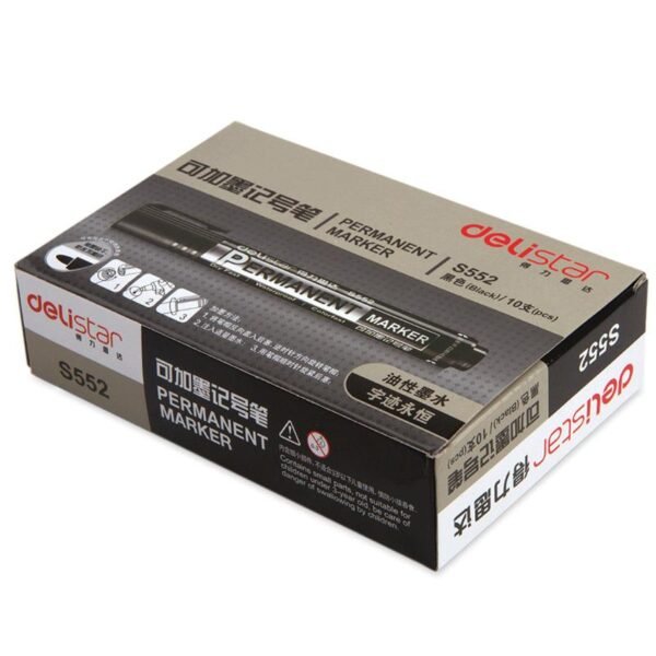 Deli S552 Refillable Permanent Marker 12 Pcs (Black)