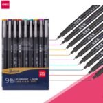 deli s572 fine liner water color pen 0.5mm 9pcs multicolor