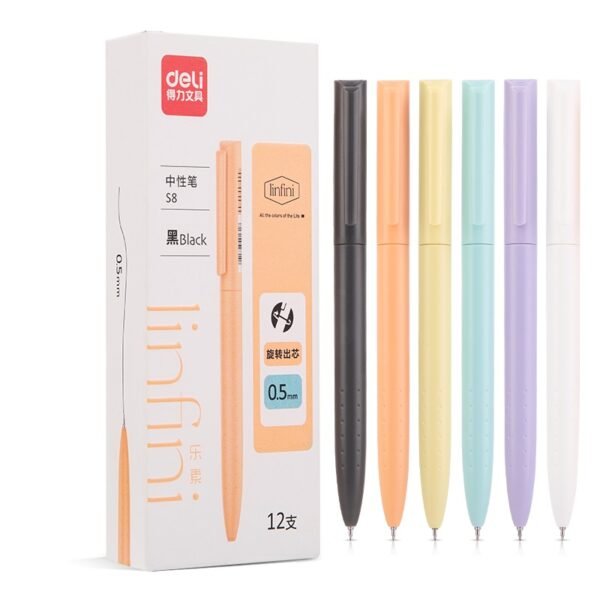 deli s8 quick drying rotary writing gel pen 0.5mm purple 12 pcs