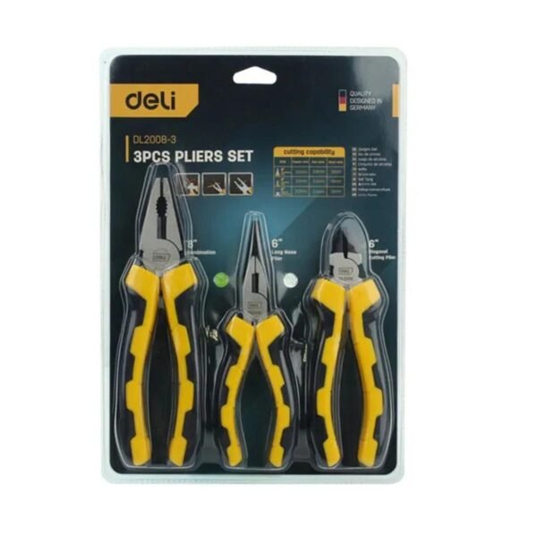 deli tools edl2008 3 pliers sets 3pcs