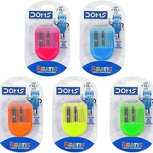 doms 2 matic multicolored pencil sharpener red