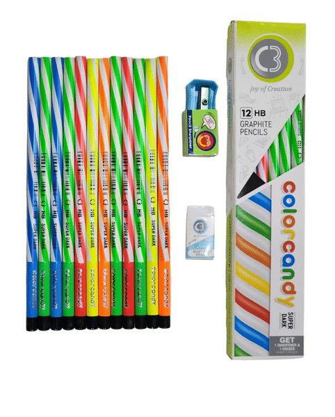 doms color candy hb pencil full box with sharpner and eraser free