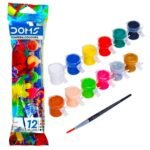 doms tempera color 12 shades with brush