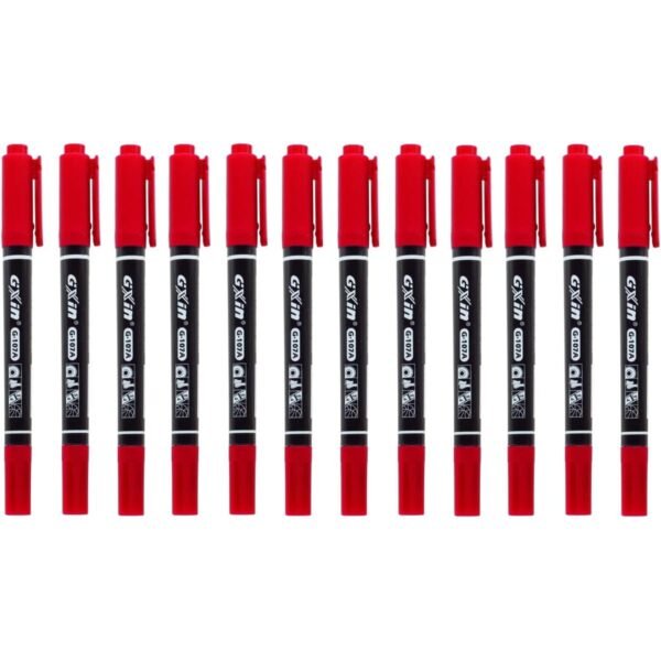 dual tip permanent marker 12 pcs red
