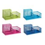 deli 9154 multifunctional pen stand desk organisers blue