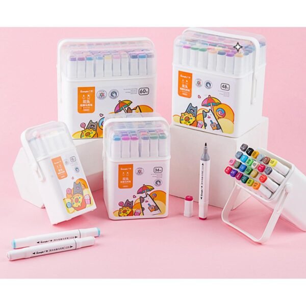 guangbo markers sets 24 colors sketching markers double head alco. based felt tip pen art school supplies drawing set for artists