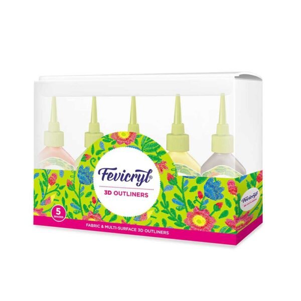 fevicryl 3d outliners fabric & multi surface set of 5 shades
