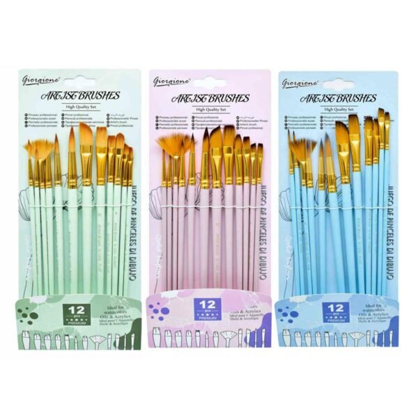 giorgione pastel color artist’s brush set of 12 light blue