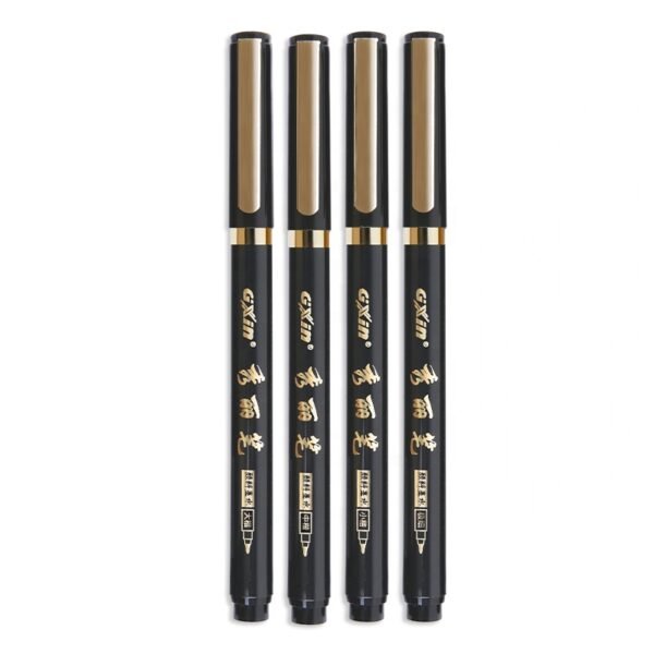 gxin calligraphy pen brush markers pack of 4, black