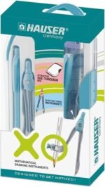 hauser mathematical drawing instrument box pack | silver matt finish instruments | attractiev instruments inside the box, handy storage box for students | pack of 1