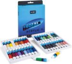 himi acrylic paint set 36 colours 12ml,0.4 us fl oz tubes, perfect for canvas, wood, fabric, leather, cardboard, paper, mdf and crafts