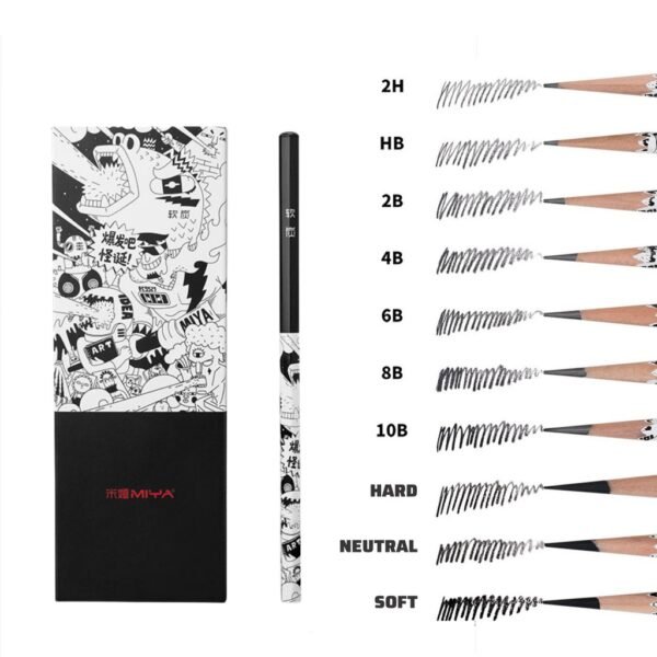 himi miya soft charcoal pencil set 8 pcs