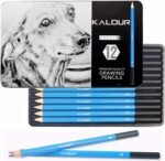 kalour professional sketching drawing pencils set of 12 tin box