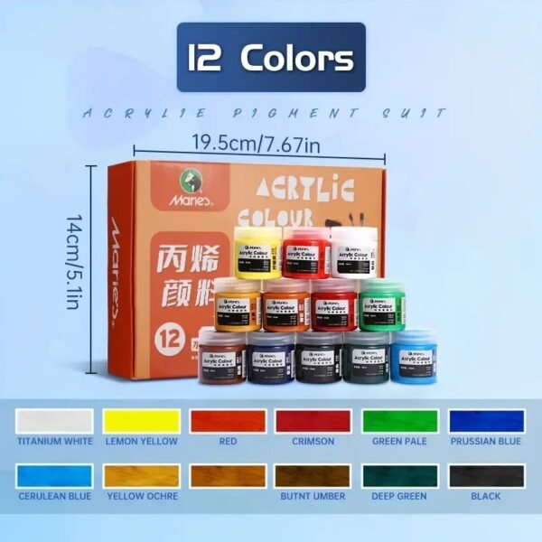 marie's professional acrylic color set 50ml 12 colors