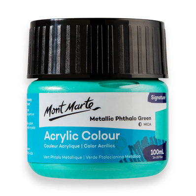 mont marte premium acrylic color 100ml metallicpathalogreen