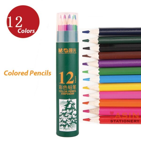 m&g color pencil 12 shade with round tin box