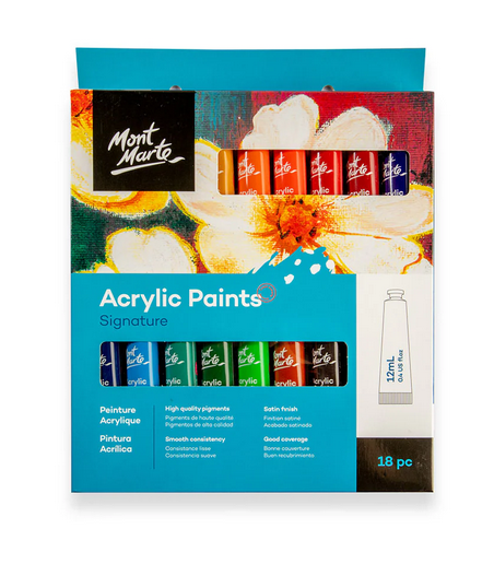 mont marte acrylic paints set (12ml) 18 colours shade