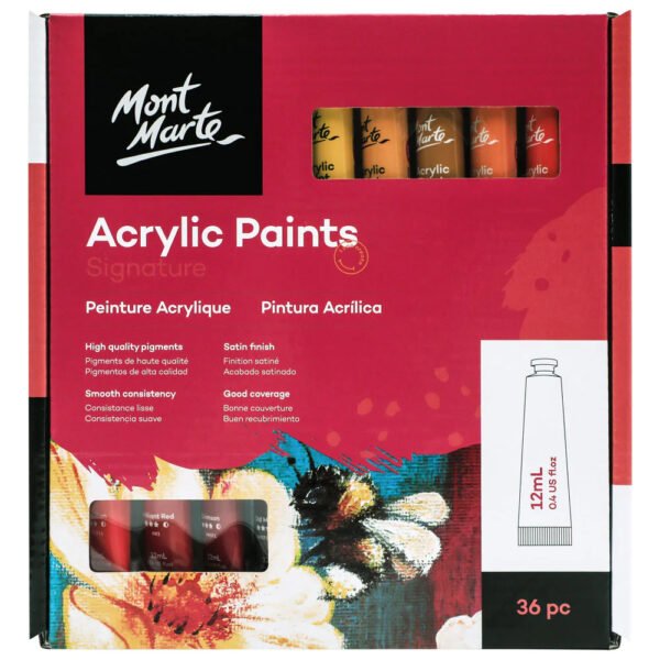 mont marte acrylic paints set (12ml) 36 colours shade