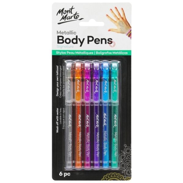 mont marte face n body metallic body art pen great for parties, special events, festivals and more create temporary tattoos and body art