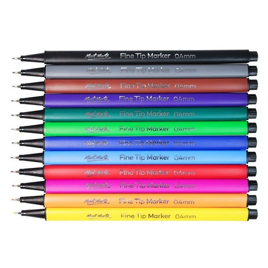 Mont Marte Fineliner Marker Pen Set - Tri Grip 12pc