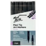 mont marte flexi tip alcohol art markers 6pc grey tones