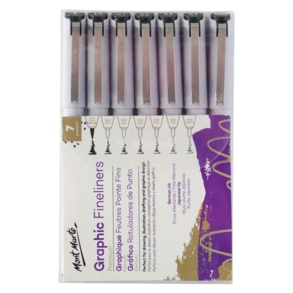 mont marte graphic fineliner marker pen 7pc