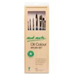 mont marte oil brushes in wooden box 7pc