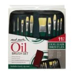 mont marte oil colour hog bristle brush set in wallet 11pcs