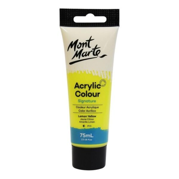 mont marte signature acrylic paint 75ml tube lemon yellow