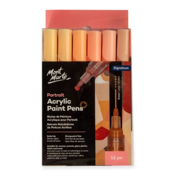 mont marte skin tones acrylic paint marker set broad tip 12pc