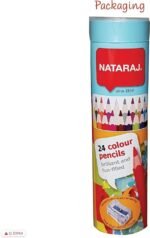 nataraj hexa colouring artist pencils, wooden tin set, pack of 24, multicolour, hexa grip, draw sketch colour tone, kids children pencils