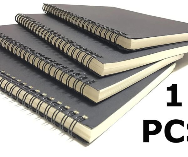 papertree dotted spiral notebook black cover off white paper wirebound